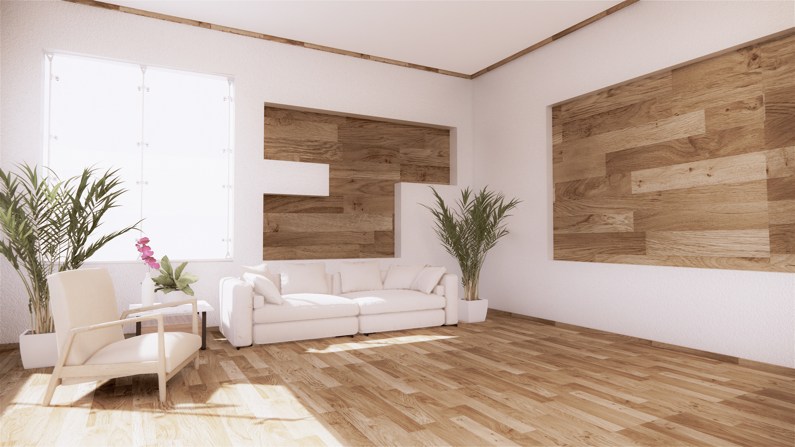 Living Room Interior with Wooden Floor